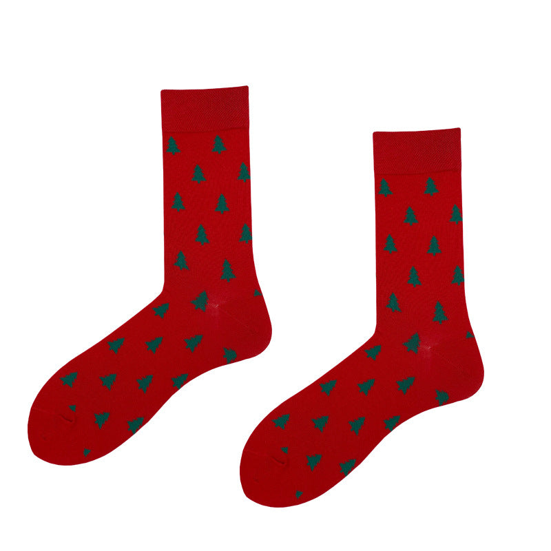 Wholesale Autumn Christmas Tree Elk Middle Tube Cotton Socks