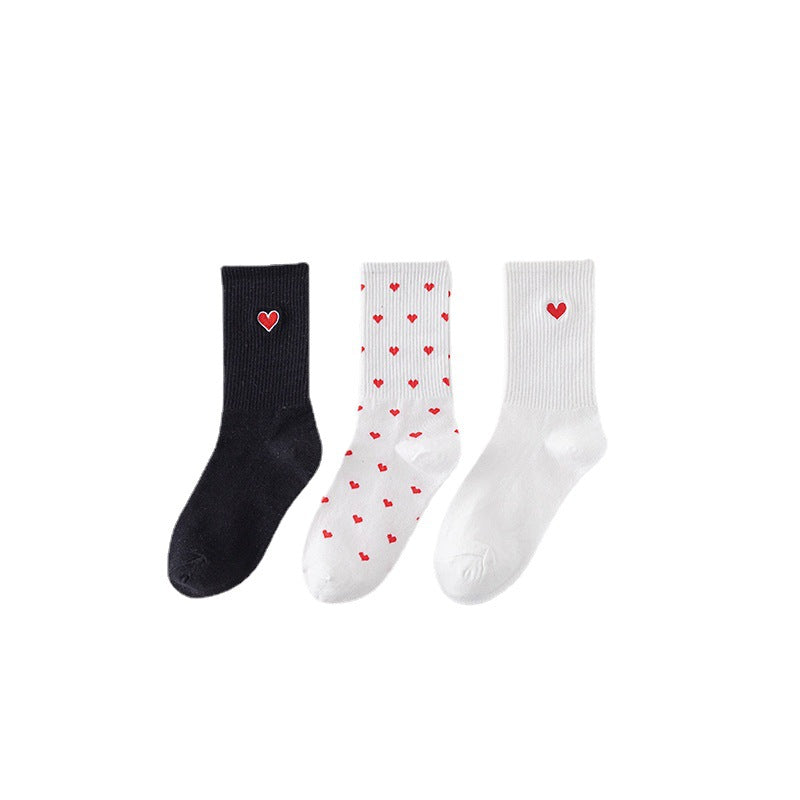 Wholesale Valentine's Day Embroidered Love Pure Cotton Casual Socks