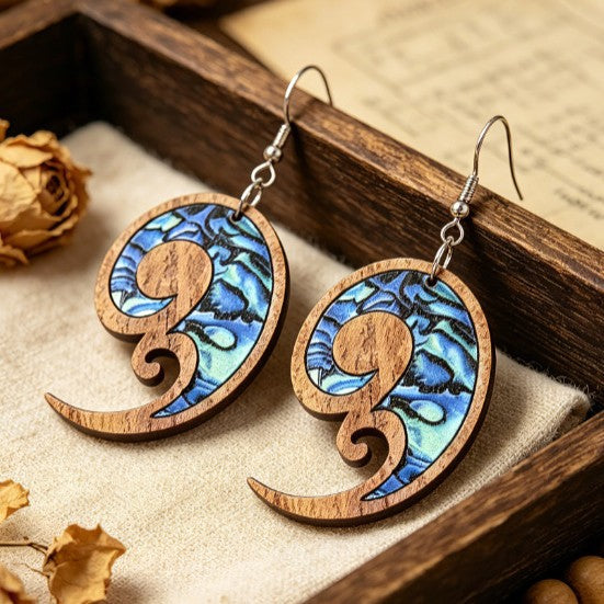 Wholesale Western Ethnic Style Distressed Wooden Pendant Earrings Geometric Hollow Out Pattern Fashion Accessory For Gift And Boutique Resale