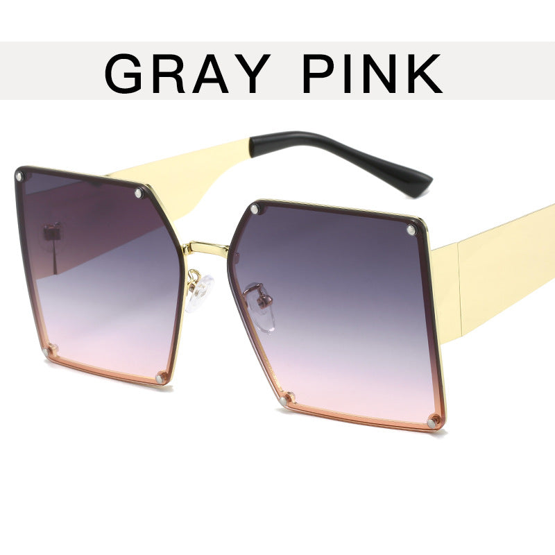 Wholesale Metal Large Square Frame Rivet PC Sunglasses