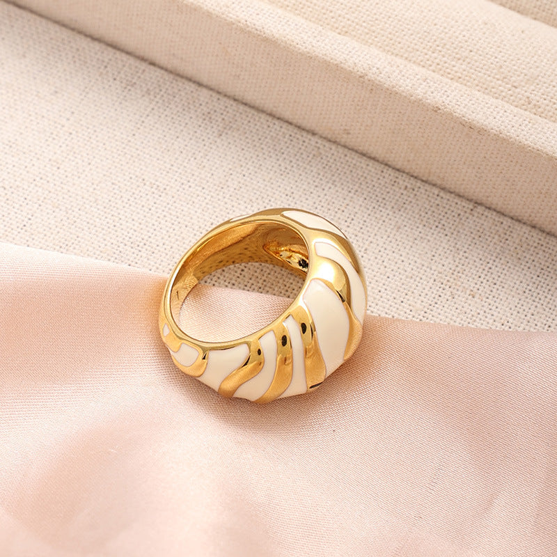 Wholesale Pattern Contrast Enamel Bracelet Irregular Ring
