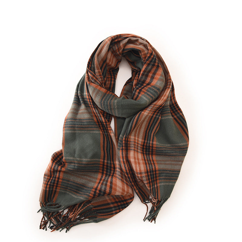 Wholesale Autumn and Winter Plaid Tassel Imitation Cashmere Scarf