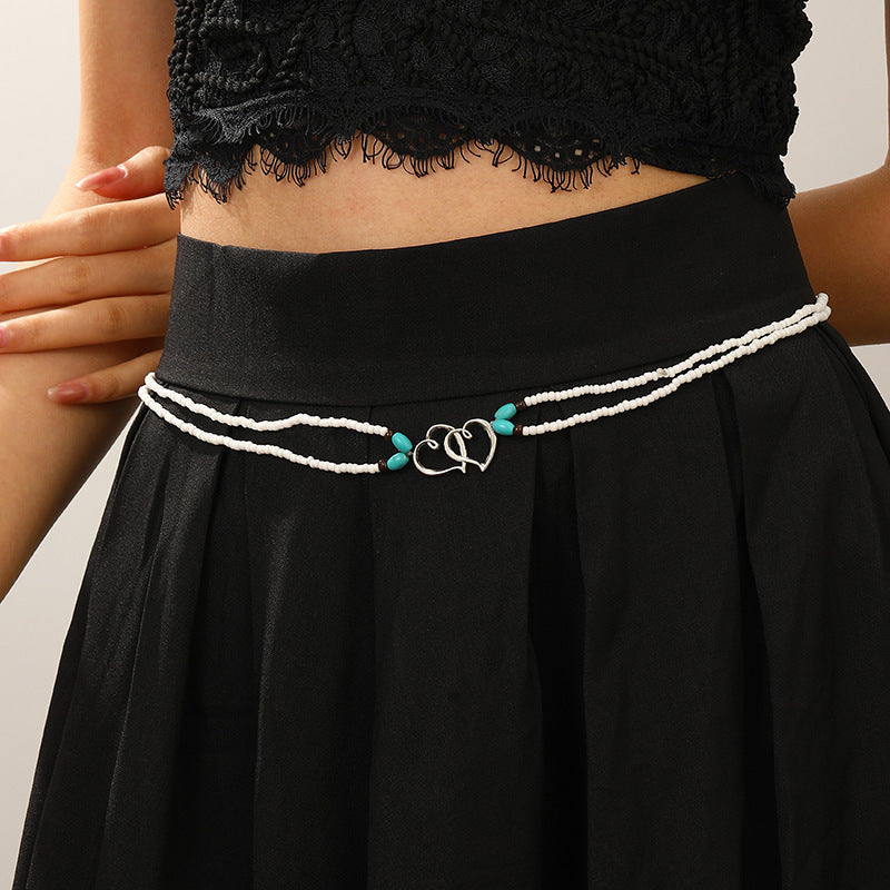 Wholesale Bohemian Ocean Style Metal Waist Chain For Women Starfish Heart Butterfly Charm Ancient Silver Finish Chic Dress Accessory