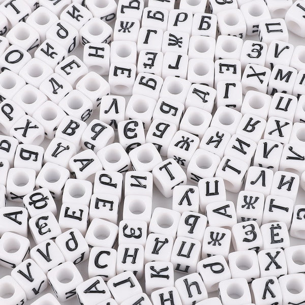 Wholesale 100pcs Acrylic Square Number English Alphabet Beads