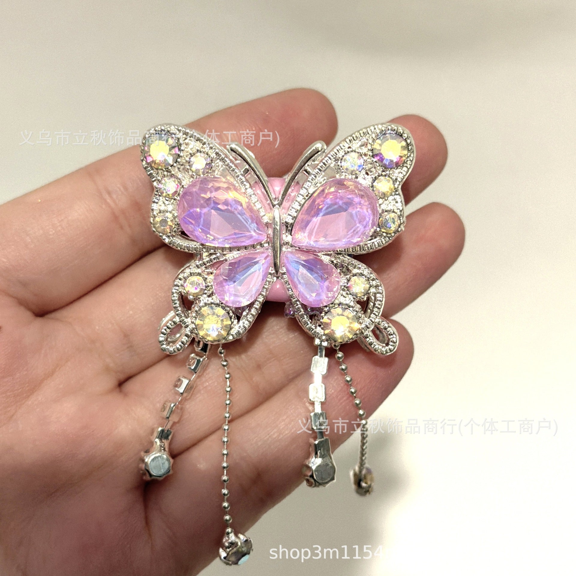 Wholesale 10pcs Soft ceramic three-dimensional butterfly crystal tassel beads