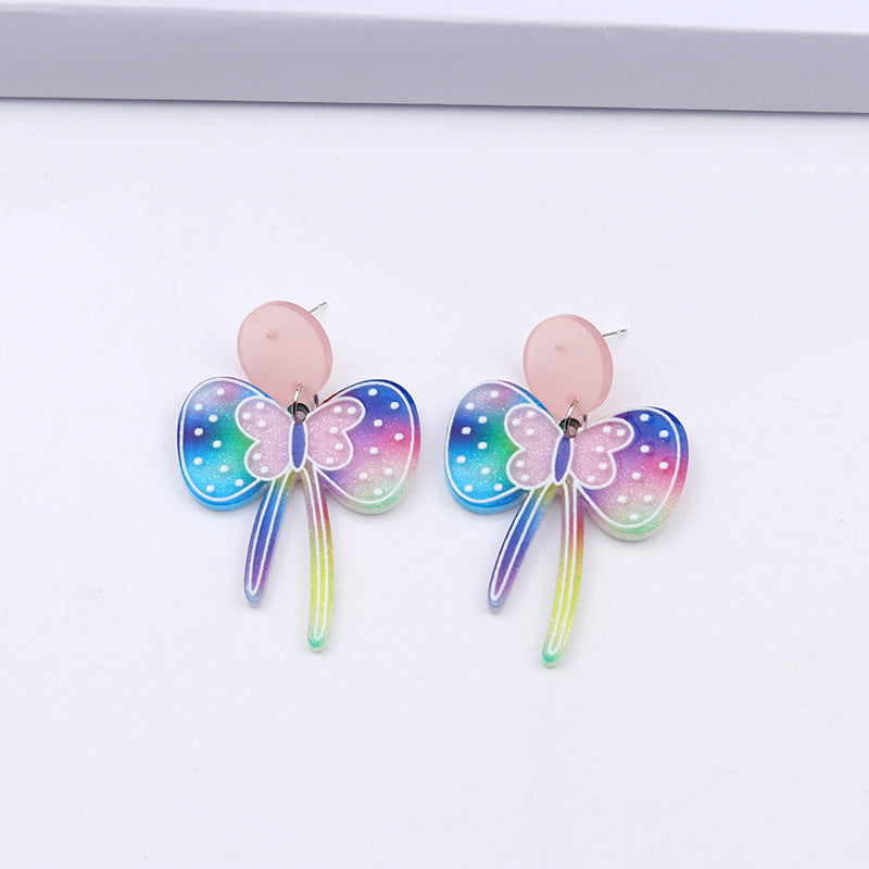 Wholesale Bow Colored Acrylic Earrings