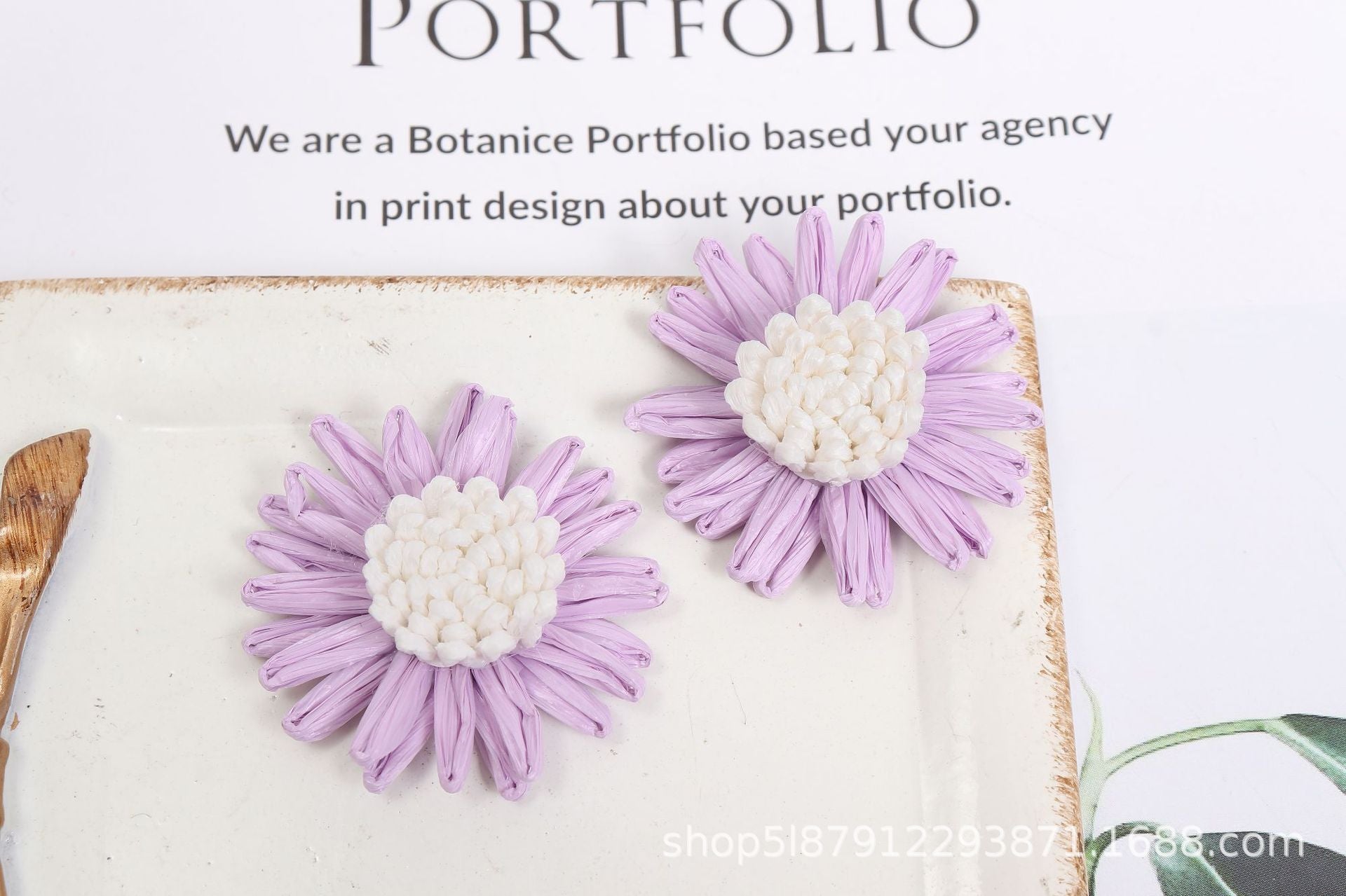 Wholesale Raffia Braided Daisy Bohemian Earrings