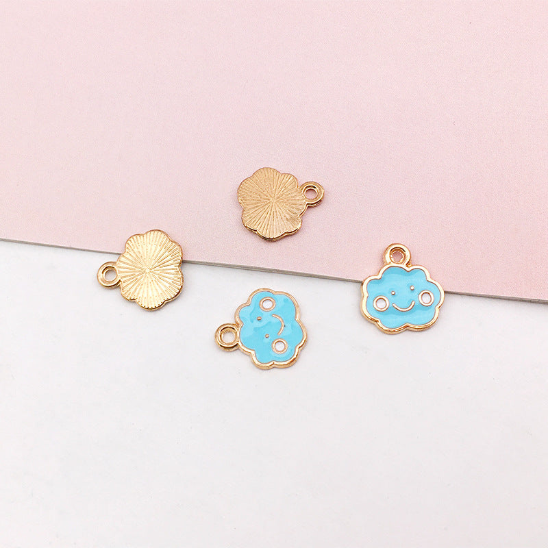 Wholesale Rainbow Cloud Sunflower Meteor Alloy Drip Oil Pendant DIY Necklace Pendant Accessories