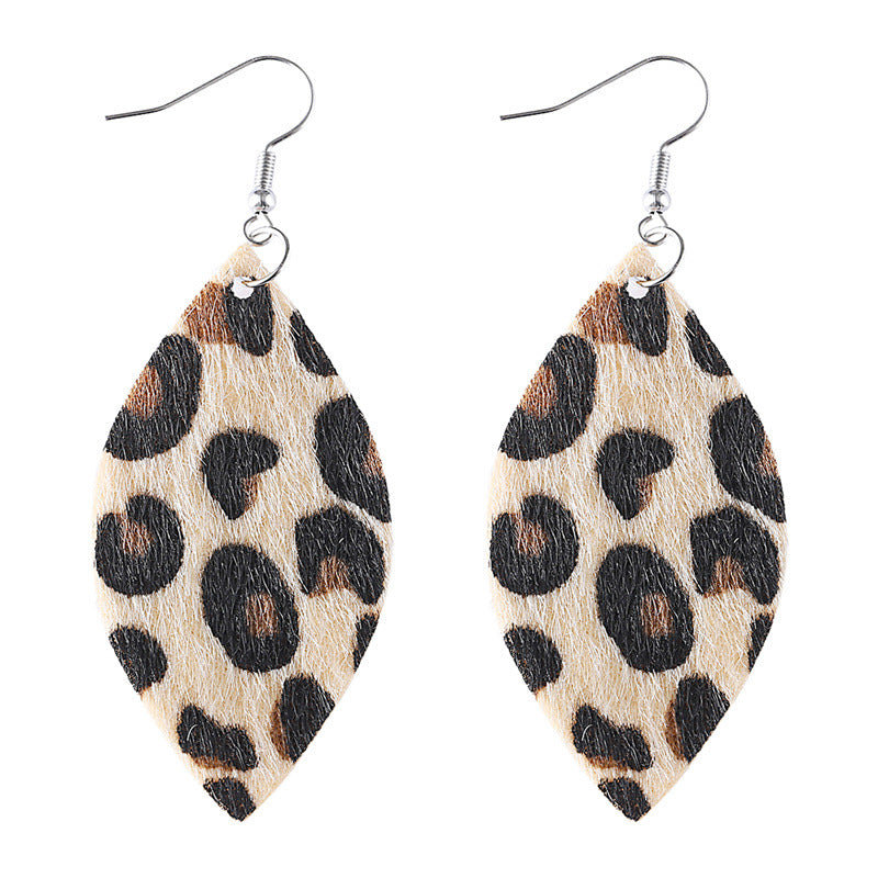 Wholesale Western Style Leopard Print Leather Earrings Retro Ethnic Oval Design Fashion Jewelry Accessory For Gift Party Wear Boutique Resale