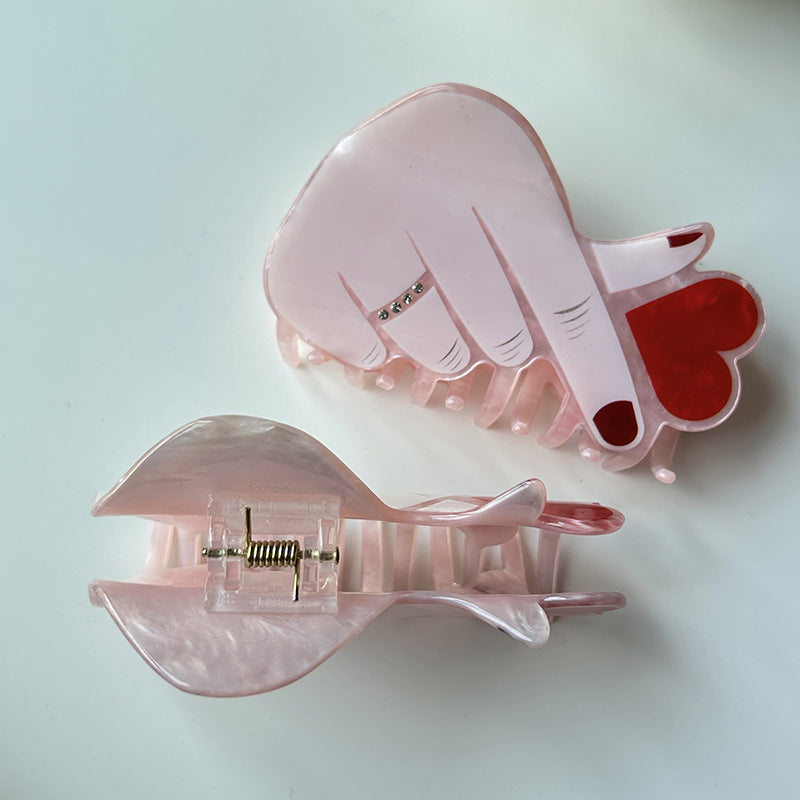 Wholesale Valentine's Day Personalized Acrylic Simple Fashion Point Drill Grab Clip Headwear