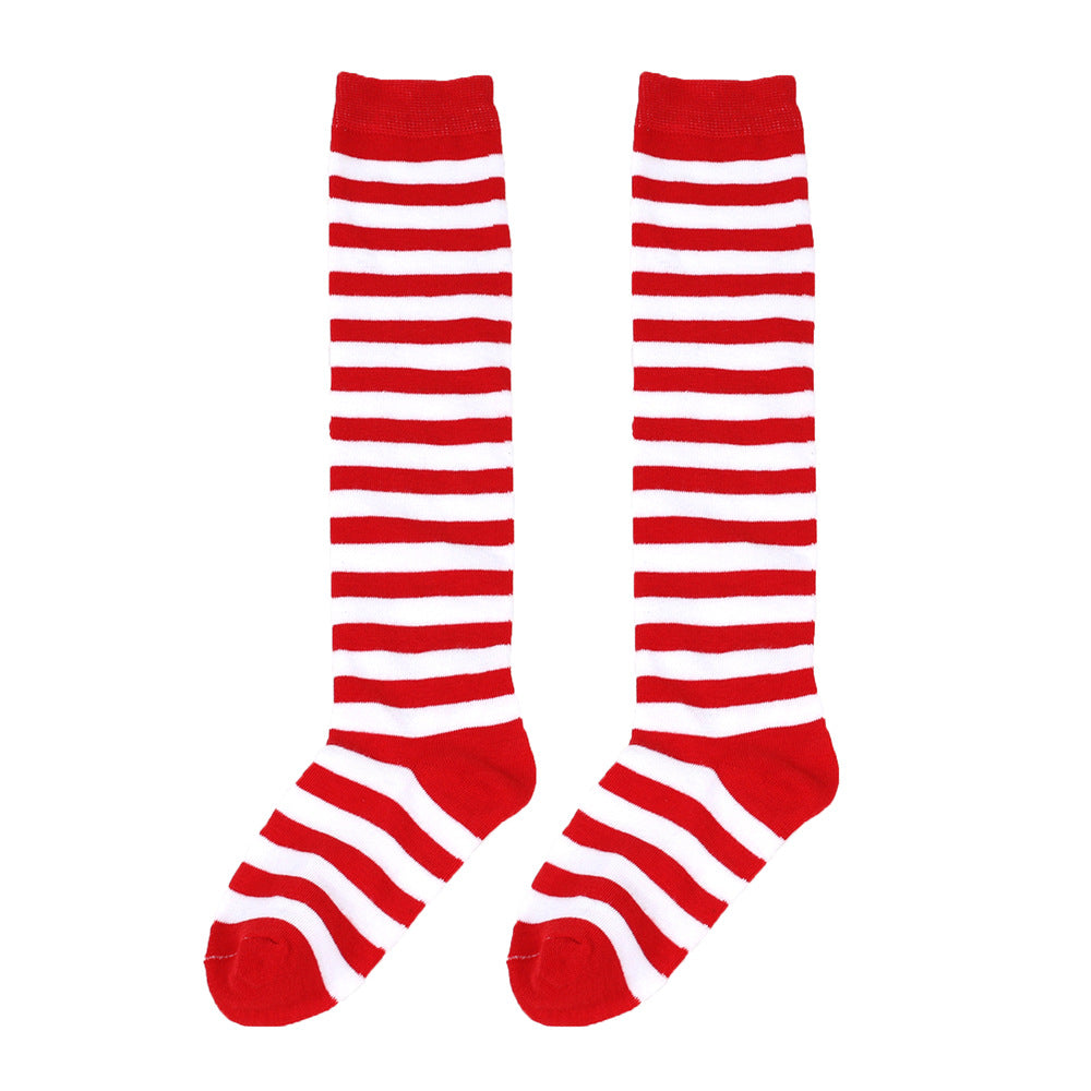 Wholesale Children's Christmas Knitted Striped Over-the-Knee Socks