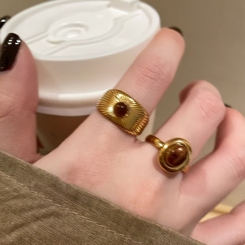 Wholesale Golden Sunflower Tiger Eye Ring