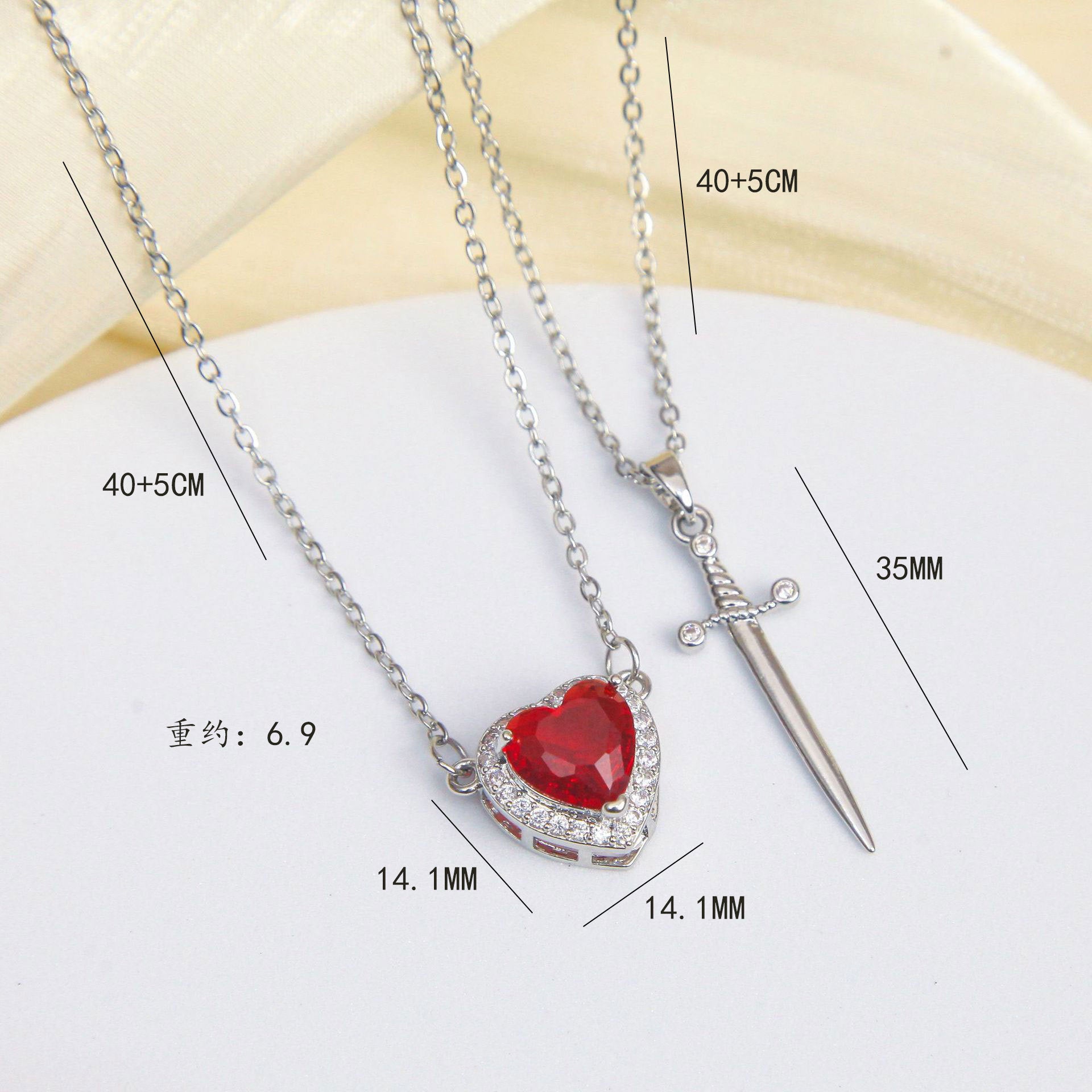 Wholesale One Arrow Piercing Heart Valentine' s Day Love Sword Titanium Steel Necklace
