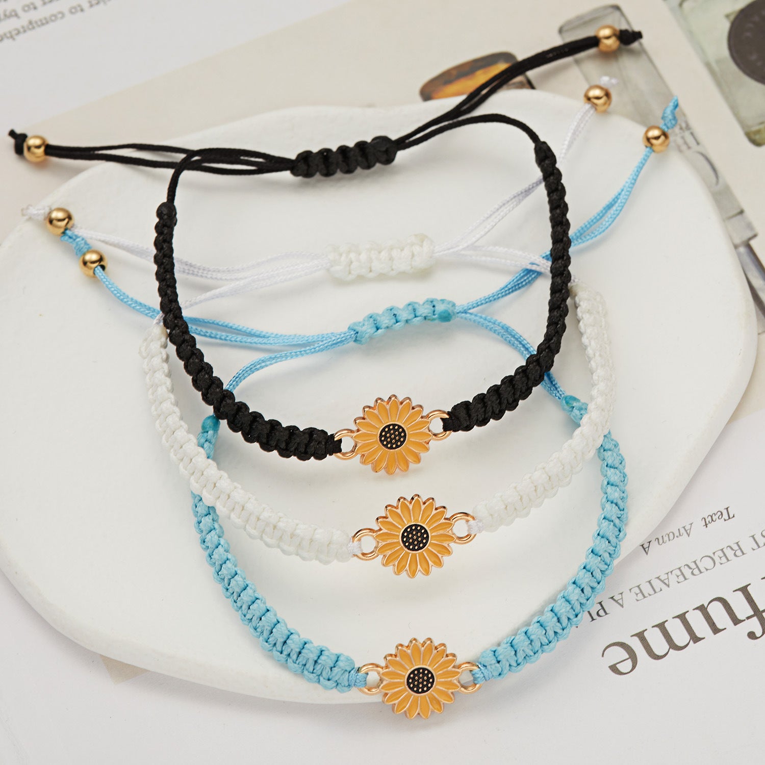 Wholesale Woven Sunflower Bracelets