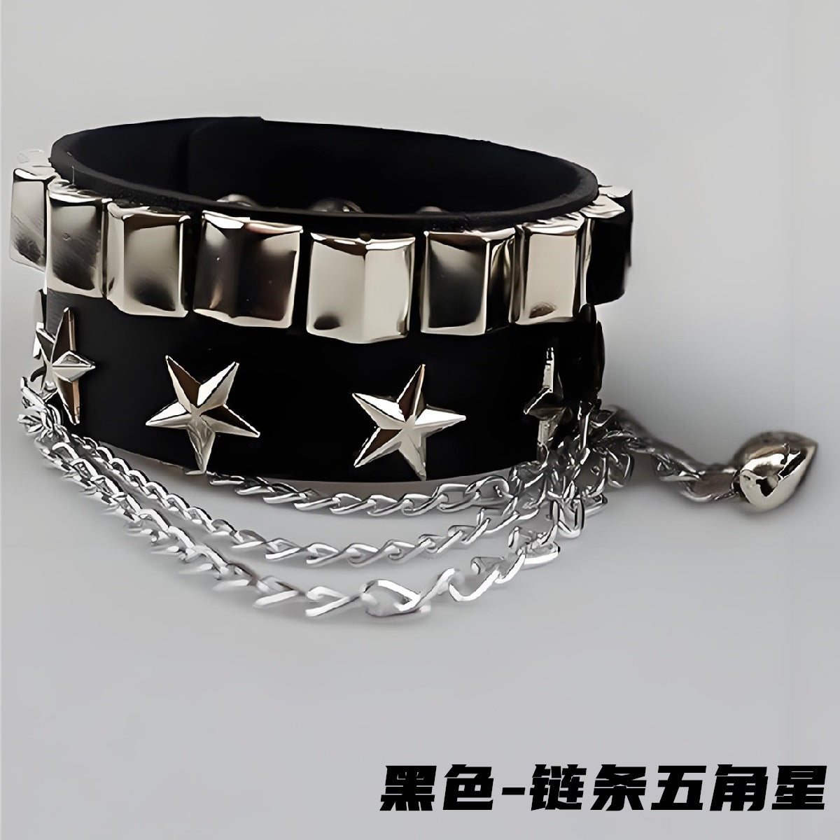 Wholesale Punk Leather Rivet Skeleton Wide Edge Bracelet