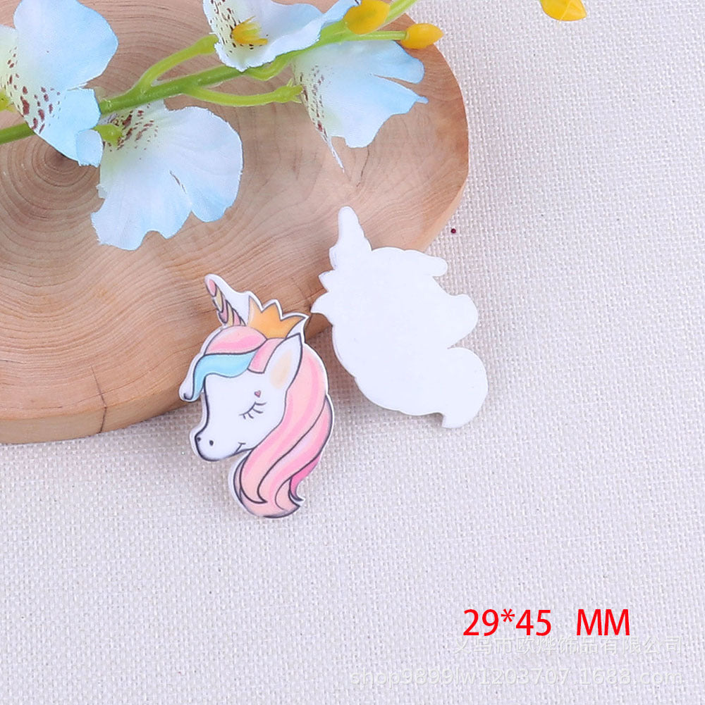 Wholesale 50pcs Cartoon unicorn acrylic pin accessories pendant