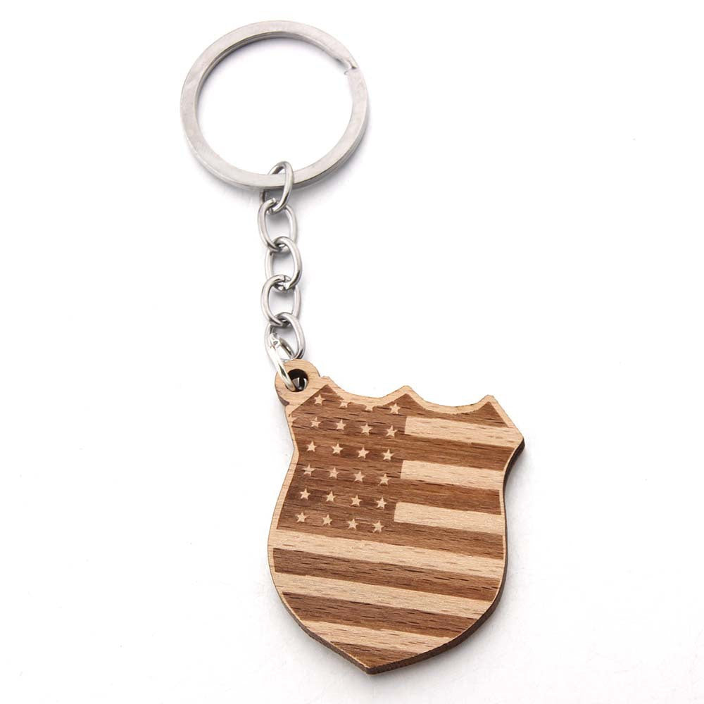 Wholesale Wooden Laser Engraved Bull Head Pendant Keychain