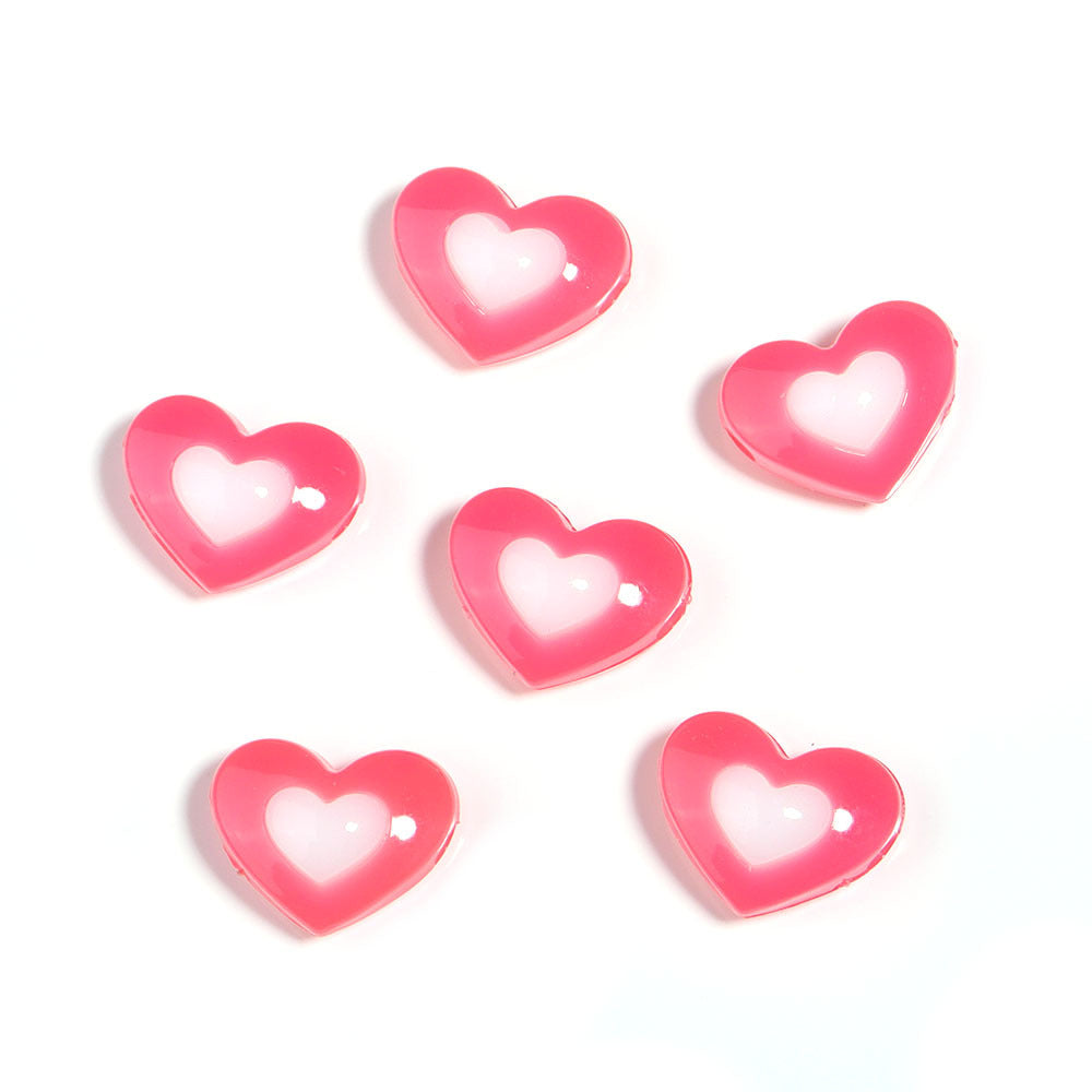 Wholesale 10pcs Jelly colored double-layer heart-shaped acrylic beads