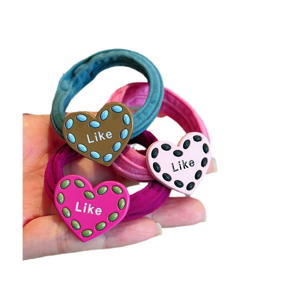 Wholesale of Autumn and Winter Alloy Love Color Matching Towel Rings and Hair Ropes