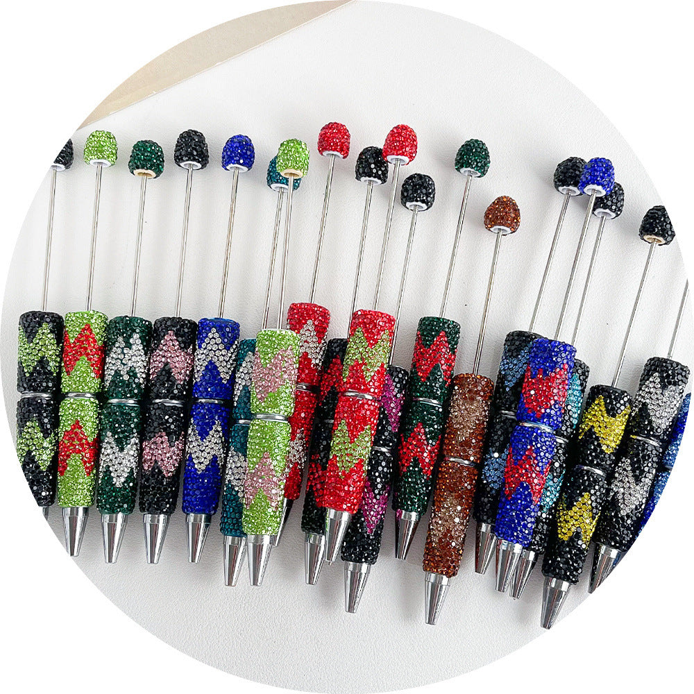 Wholesale  5pcs Twill pattern rhinestone beaded ballpoint Fancy Beadable Pens