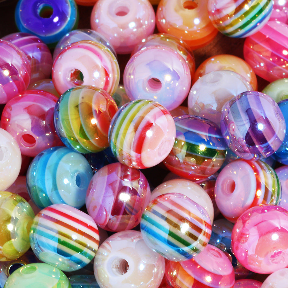 Wholesale 20PCS/Pack 10mm Horizontal Candy Beads Acrylic Handmade DIY Beads Loose Beads Mobile Phone Chain Key Chain Bag Accessories Accessories