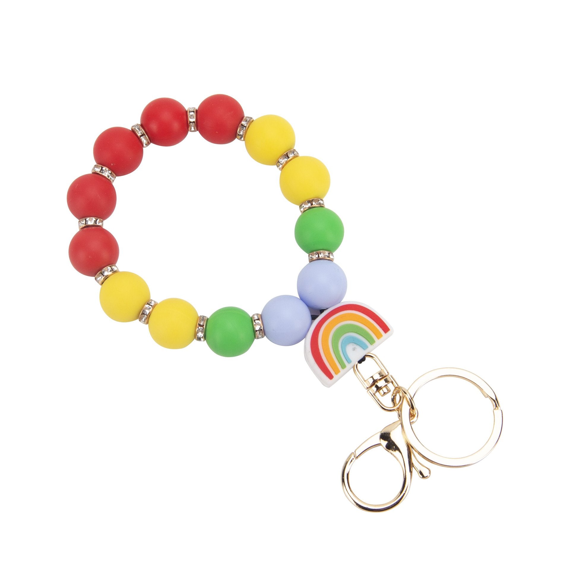 Wholesale Silicone Small Rainbow Beads Keychains