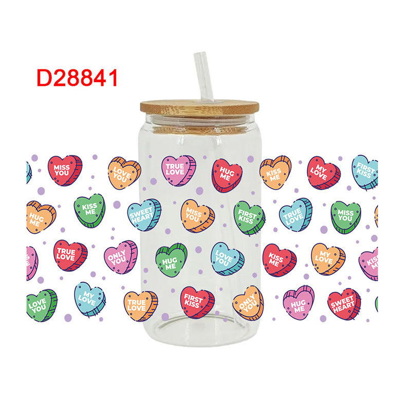 Wholesale Love Valentine's Day  16oz Cup UV DTF Wraps
