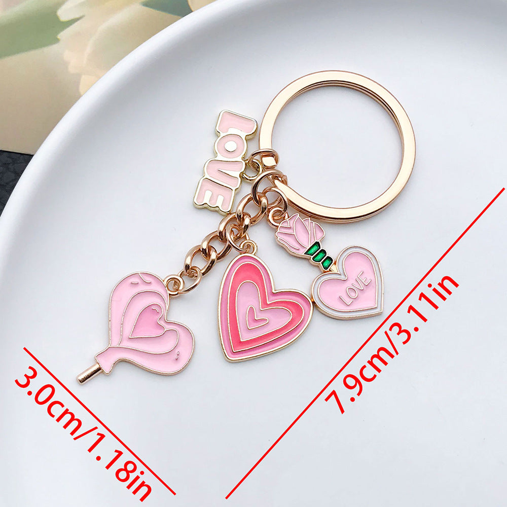 Wholesale Pink Cherry Blossom Love Candy Envelope Metal Keychain