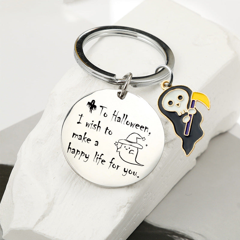 Wholesale Halloween Double Sided Stainless Steel New Cartoon Ghost Keychain