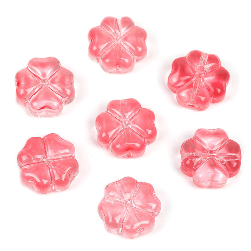 Wholesale 100PCS10mm Crystal Glazed Jelly Color Four-leaf Clover Straight Hole Beads