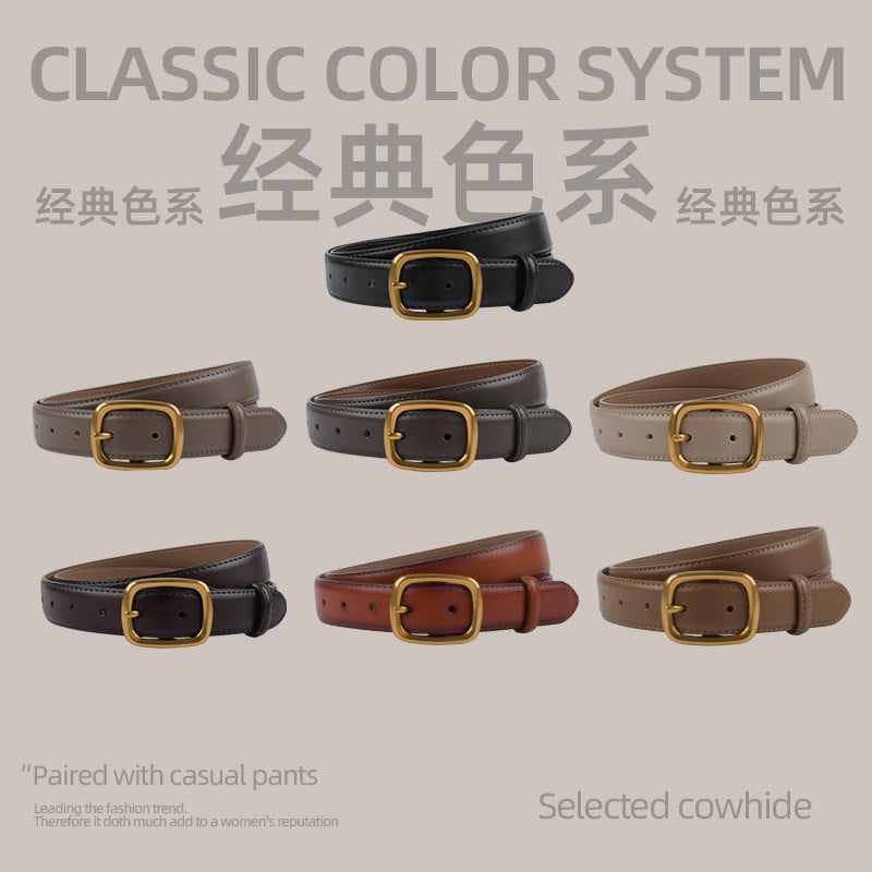 Wholesale women' s vintage genuine leather belt