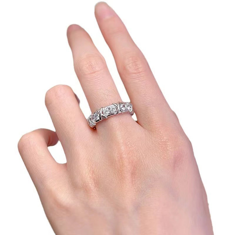 Wholesale Full Diamond Zirconia French Cross Open Ring