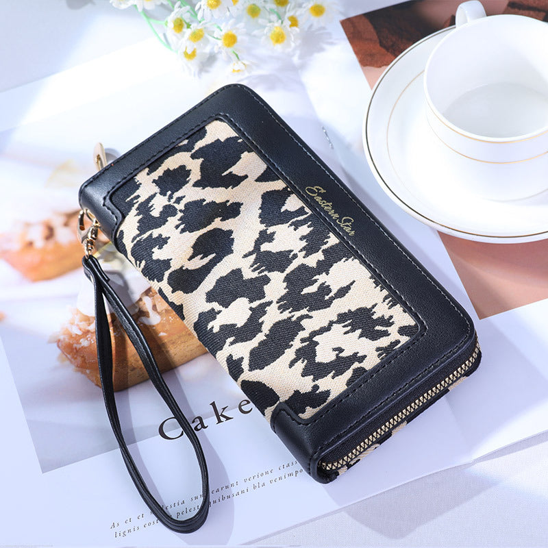 Wholesale Long Leopard Print Women's Large Capacity Multi-card Slot Wallet