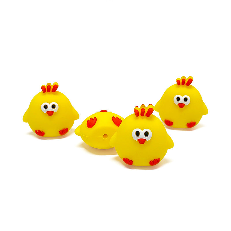 Wholesale 10pcs Manufacturers supply food grade silicone three-dimensional chicken DIY bracelet keychain loose beads