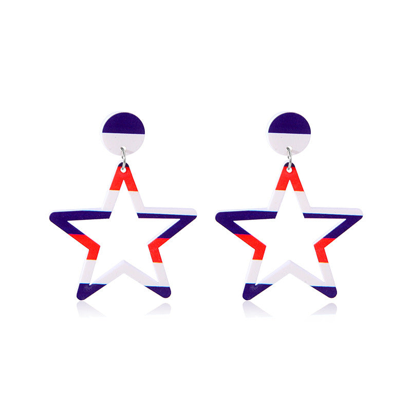 Pendientes colgantes del corazón del día mayorista del día de la independencia Pendientes colgantes de corazón