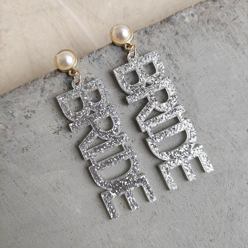 Wholesale 2pairs/pack Acrylic Shiny Alphabet Earrings