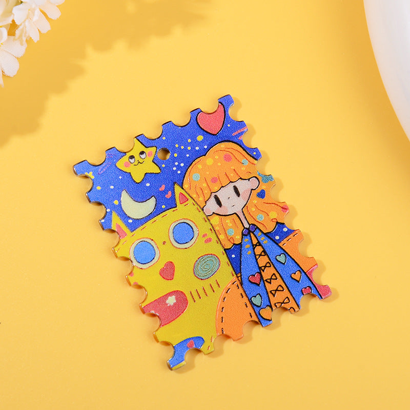 Wholesale 10pcs/ pack acrylic printed keychain pendant DIY jewelry