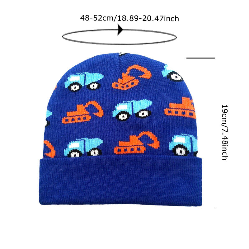 Wholesale Children's Cartoon Digger Knitted Hat To Keep Warm and Cold-proof Ear Protection Woolen Hat