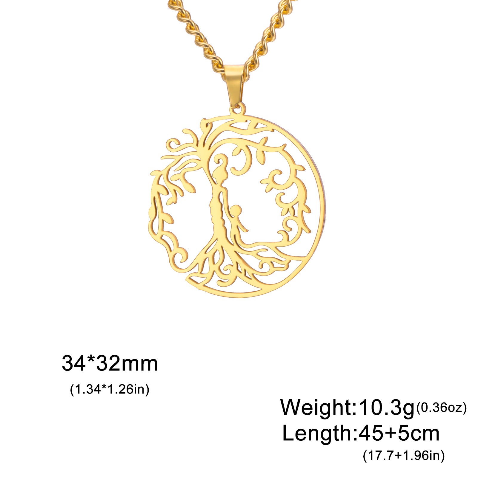 Wholesale Mother' s Day electroplated Tree of Life parent-child Stainless steel necklace