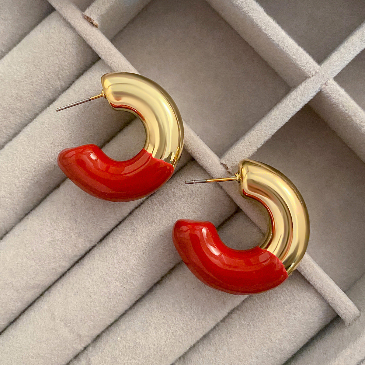 Wholesale Retro Oil Drop C Shape Simple Alloy Earrings