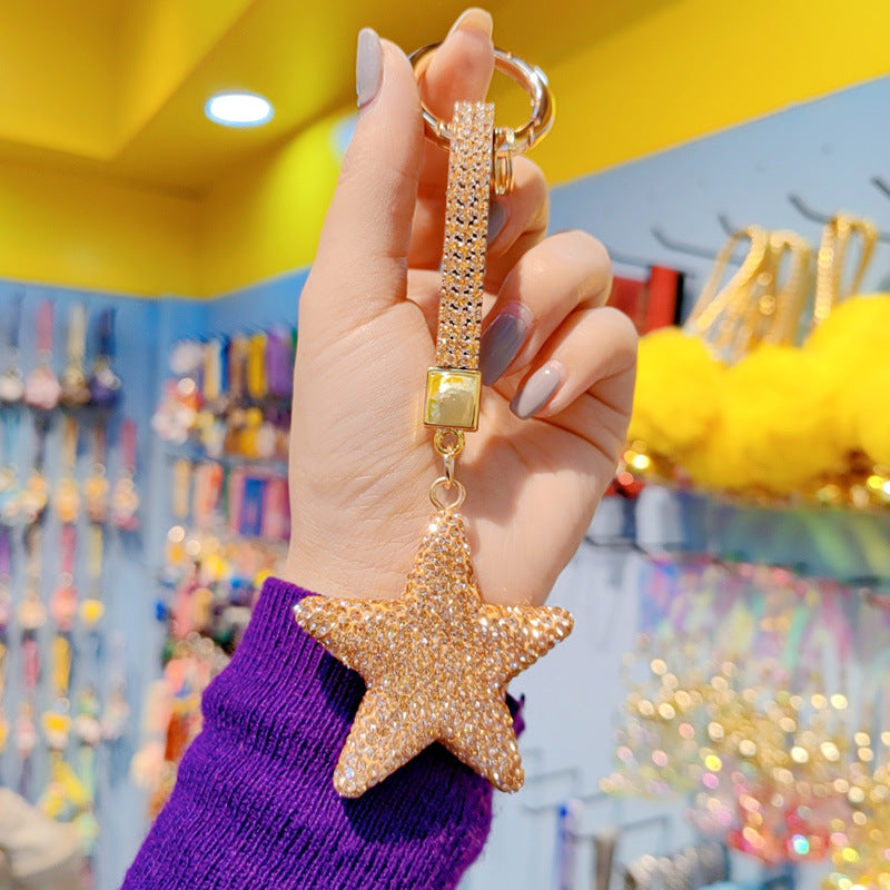 Wholesale Cartoon Full Diamond Five-pointed Star Key Chain