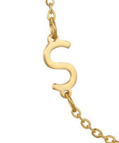 Wholesale 26 Alphabet Gold Up and Down Hole Stainless Steel Necklace