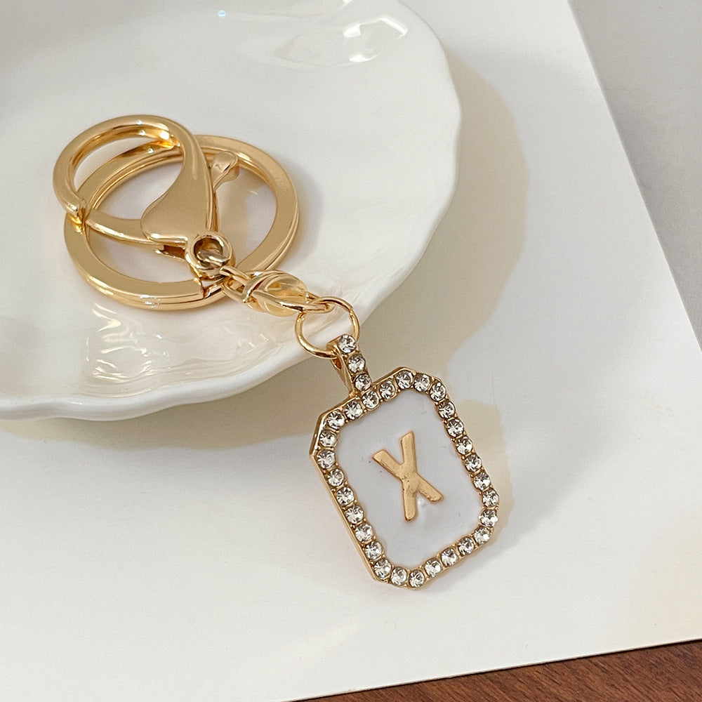 Wholesale 26 Letters Diamond-drip Oil Key Chain