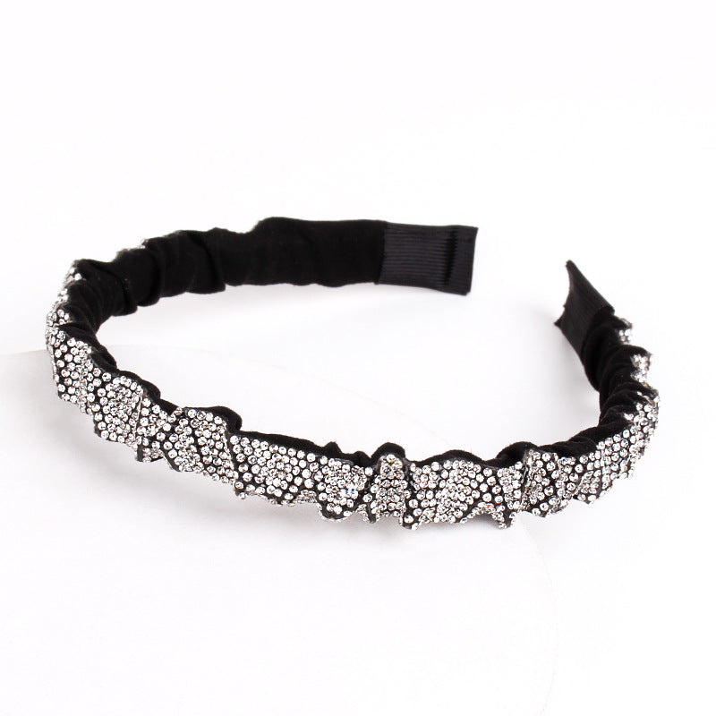 Wholesale 10Pcs high-quality rhinestone pleated hair hoops with thin edges and teeth