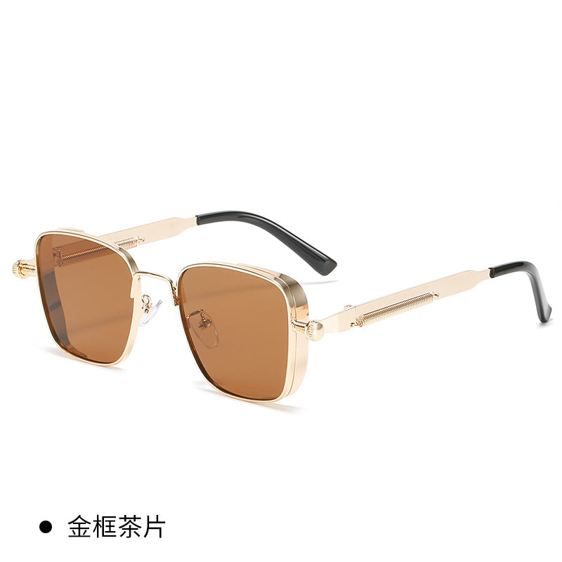 Wholesale Vintage Box Steampunk Metal Style European American Hip Hop Personality Spring Leg Sunglasses