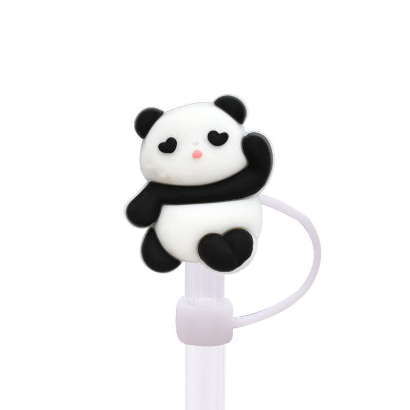 Wholesale Random 100pcs10MM cute panda dust plug DIY cup straw accessories
