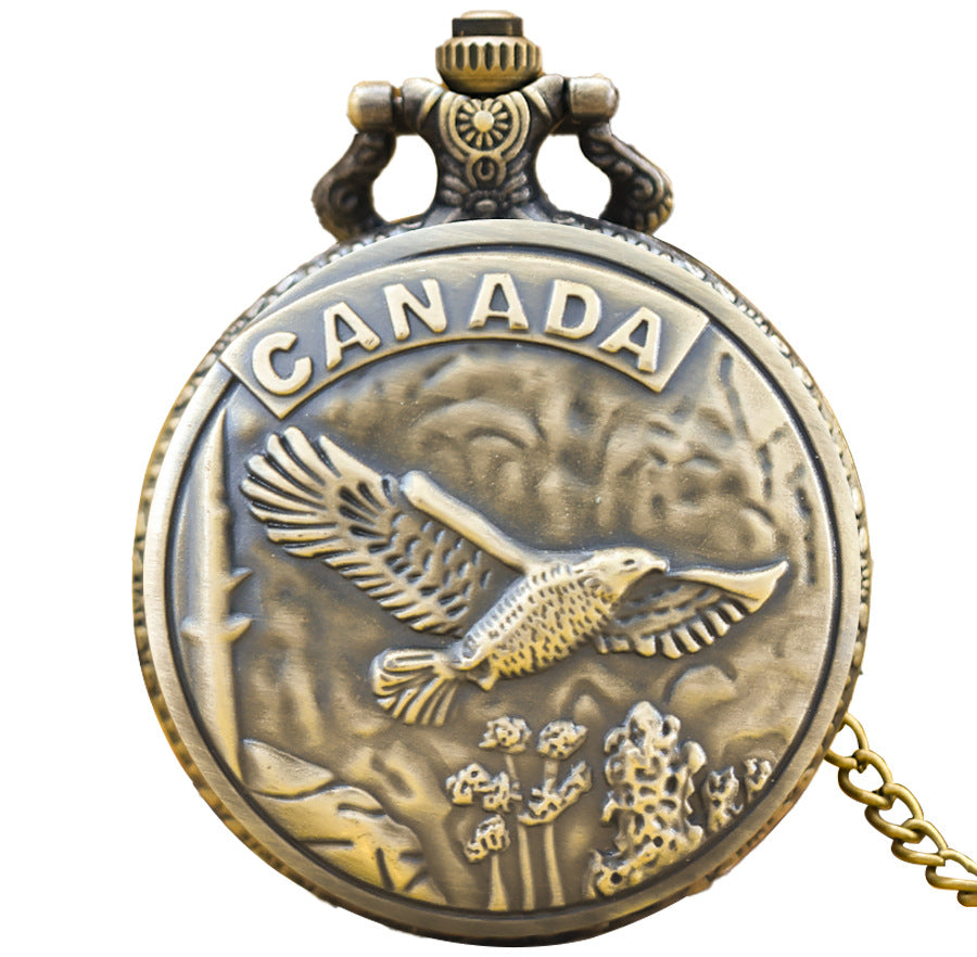 Wholesale Vintage antique bronze carved falcon pocket watch