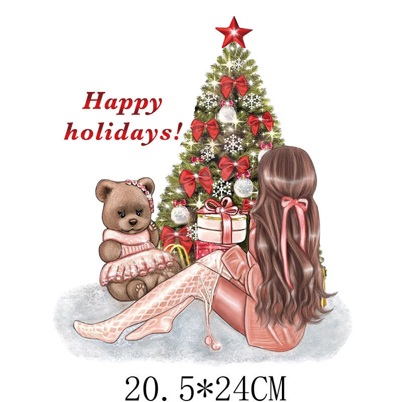 Wholesale   5pcs/pack sleigh heat transfer  UV DTF Ready to Press Transfers Wraps