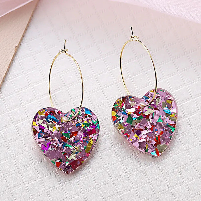 Wholesale Valentine's Day Three-Layer Heart-Shaped Love Earrings Simple Pendant Acrylic Texturing Dopamine Earrings