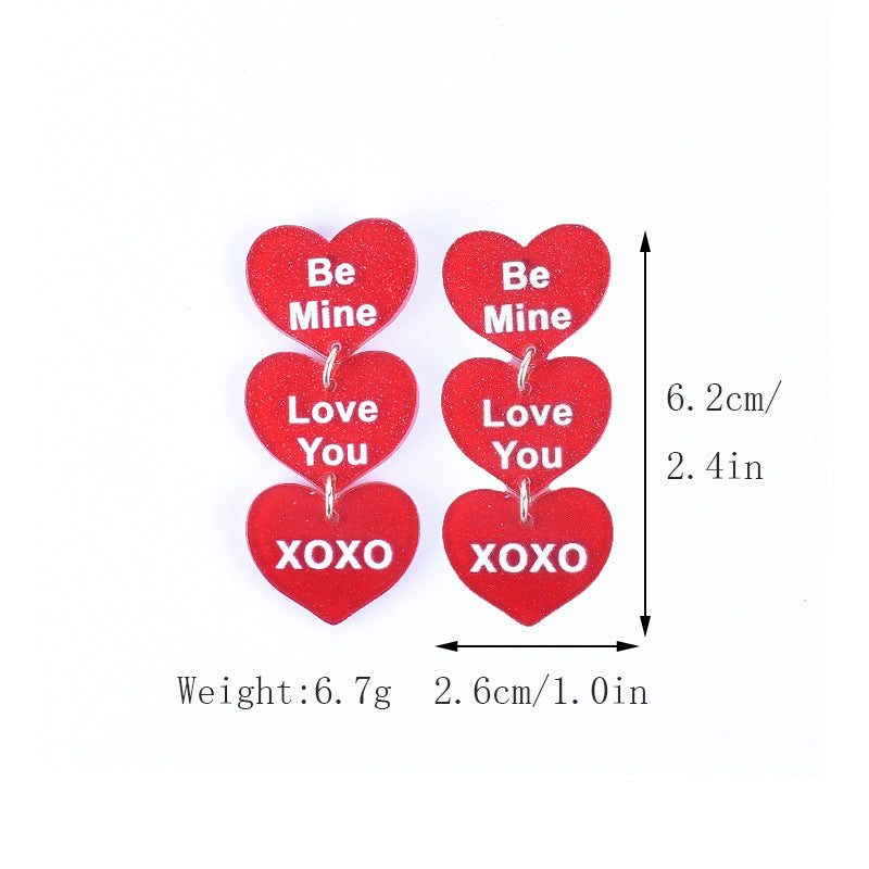 Wholesale Valentine' s Day Love Letter Red Pink Acrylic Earrings